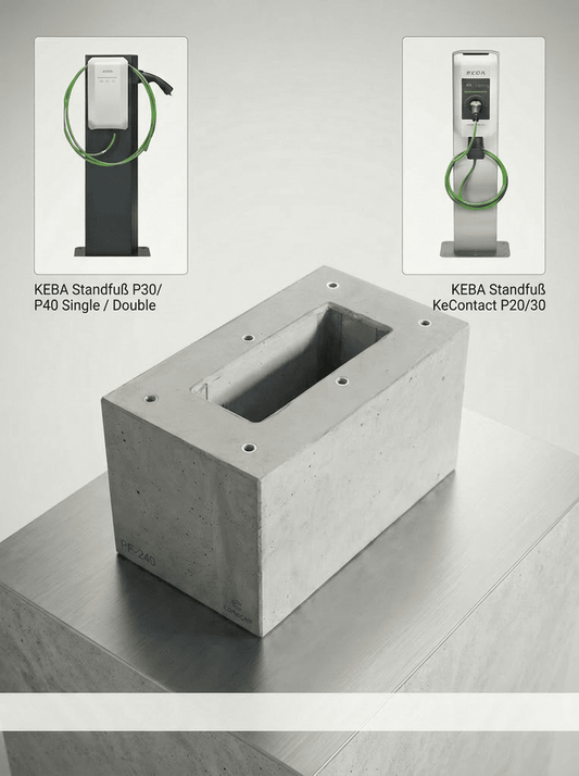 Prefabricated foundation specifically for KEBA stand KeContact P20 / P30 / P40 charging station (Keba 131813, 89735,90786,131771,131813)