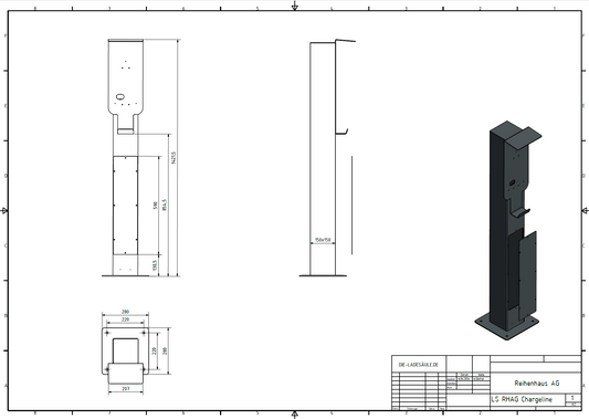 Terraced house AG charging station suitable for Alfen Eve Single or Double Pro Wallbox with roof