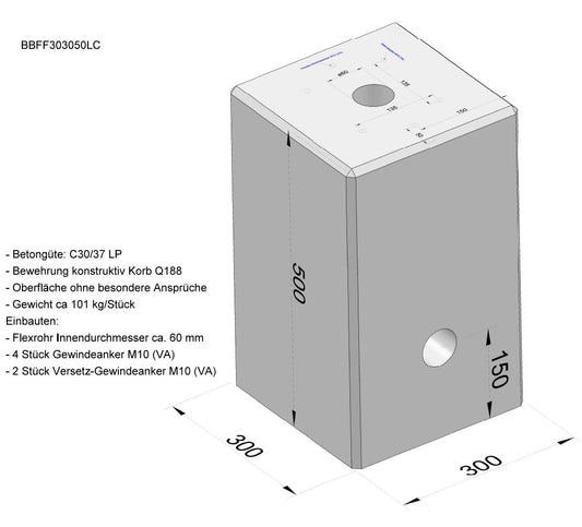 Prefabricated foundation XL (101 kg) made of concrete for "DIE-LADESÄULE.DE" charging station, base or stele