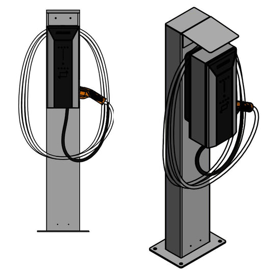 Double charging station suitable for 2x Siemens VersiCharge AC Wallbox (all versions) with roof - stand - base
