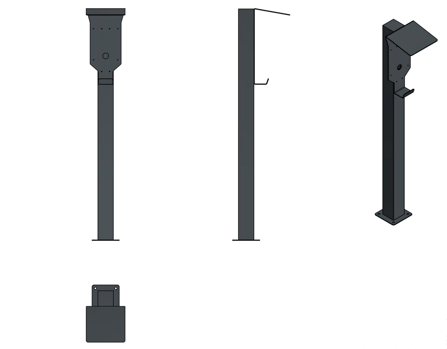 Charging station suitable for Easee, Easee Charge Up, Charge Core, and Home Wallbox with roof and cable hook | Stand | Pedestal | Stele | Base