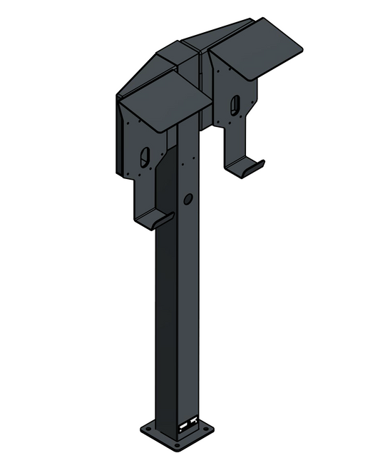 Laddningsstolpe lämplig för 2 Easee Wallbox med tak | BESIDE | Stativ | Piedestal | Bas