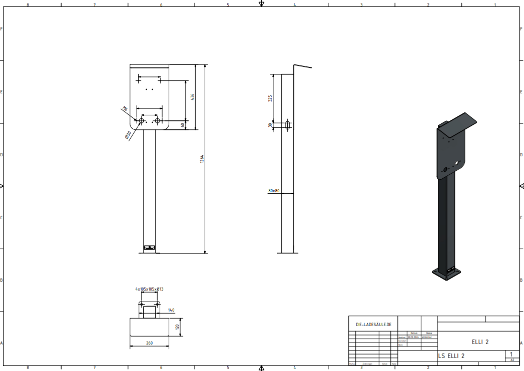 Charging station suitable for ELLI (VW) Audi, Skoda Wallbox with roof | Stand | Stand | stele