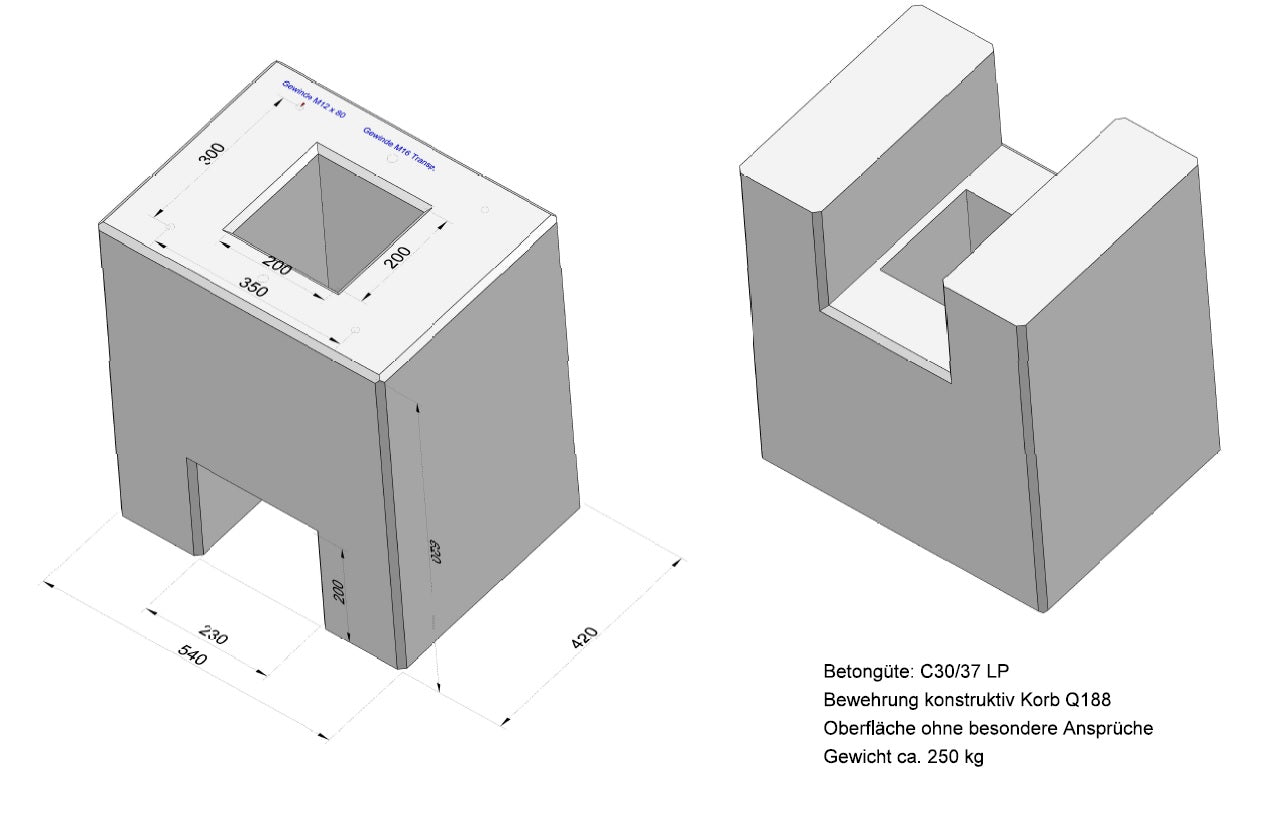 Cito 250 and Cito 500 concrete base - ready-made foundation especially for Cito charging station - 250 kg