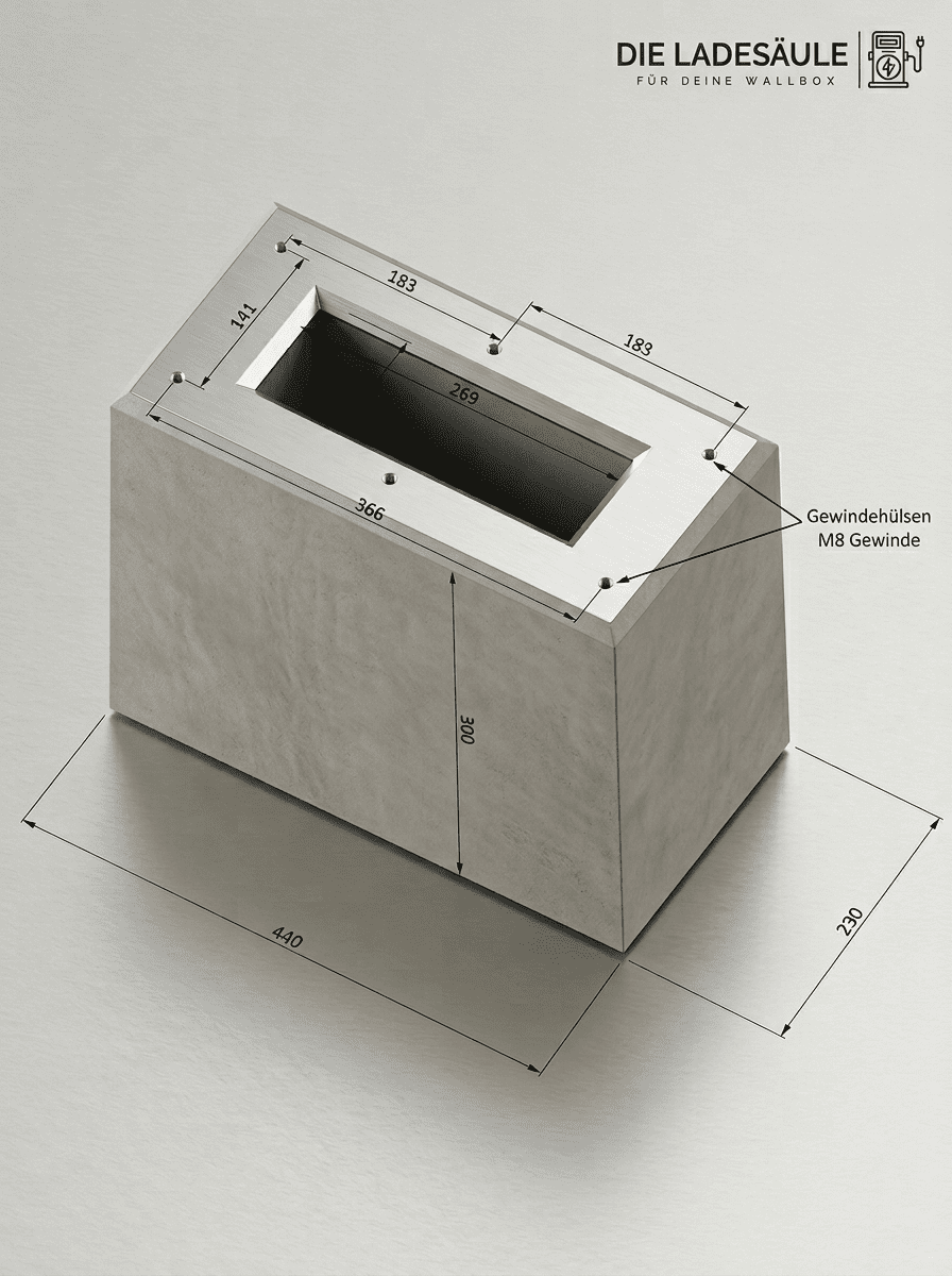 Prefabricated foundation specifically for KEBA stand KeContact P20 / P30 / P40 charging station (Keba 131813, 89735,90786,131771,131813)