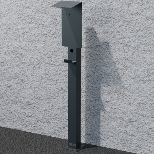 Laddningsstolpe lämplig för EVBOX Elvi V2 Wallbox med tak och kabelkrok | Stativ | Piedestal | Bas