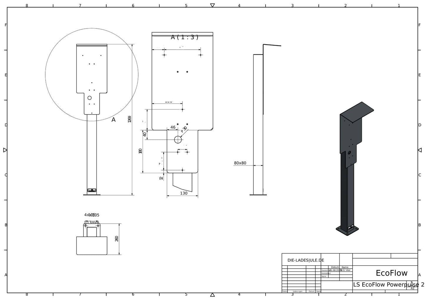 Charging pole suitable for E.ON Drive Smartbox Wallbox with roof | Stand | Stele |