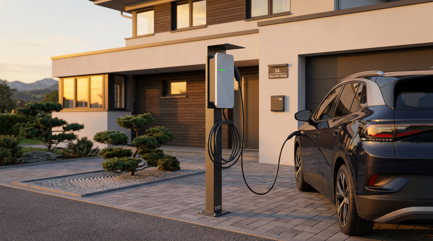 Charging pole suitable for Loxone Tree or Air Wallbox with roof | stand | pedestal | column | base