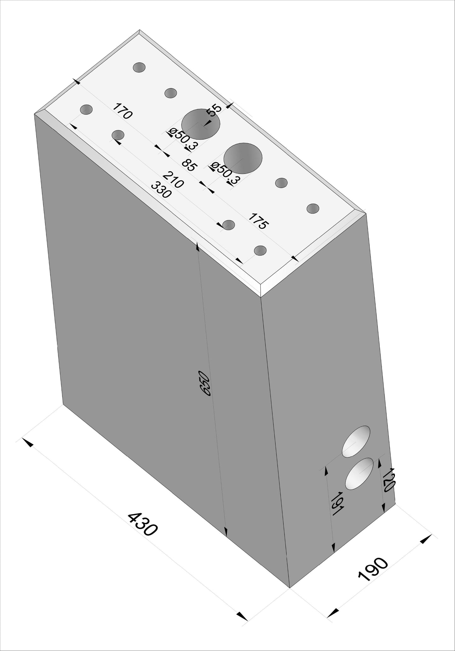 Ready-mixed concrete foundation for ABL POLEMH1, POLEMH2, POLMH3, POLEM4 and POLEM4 Twin -