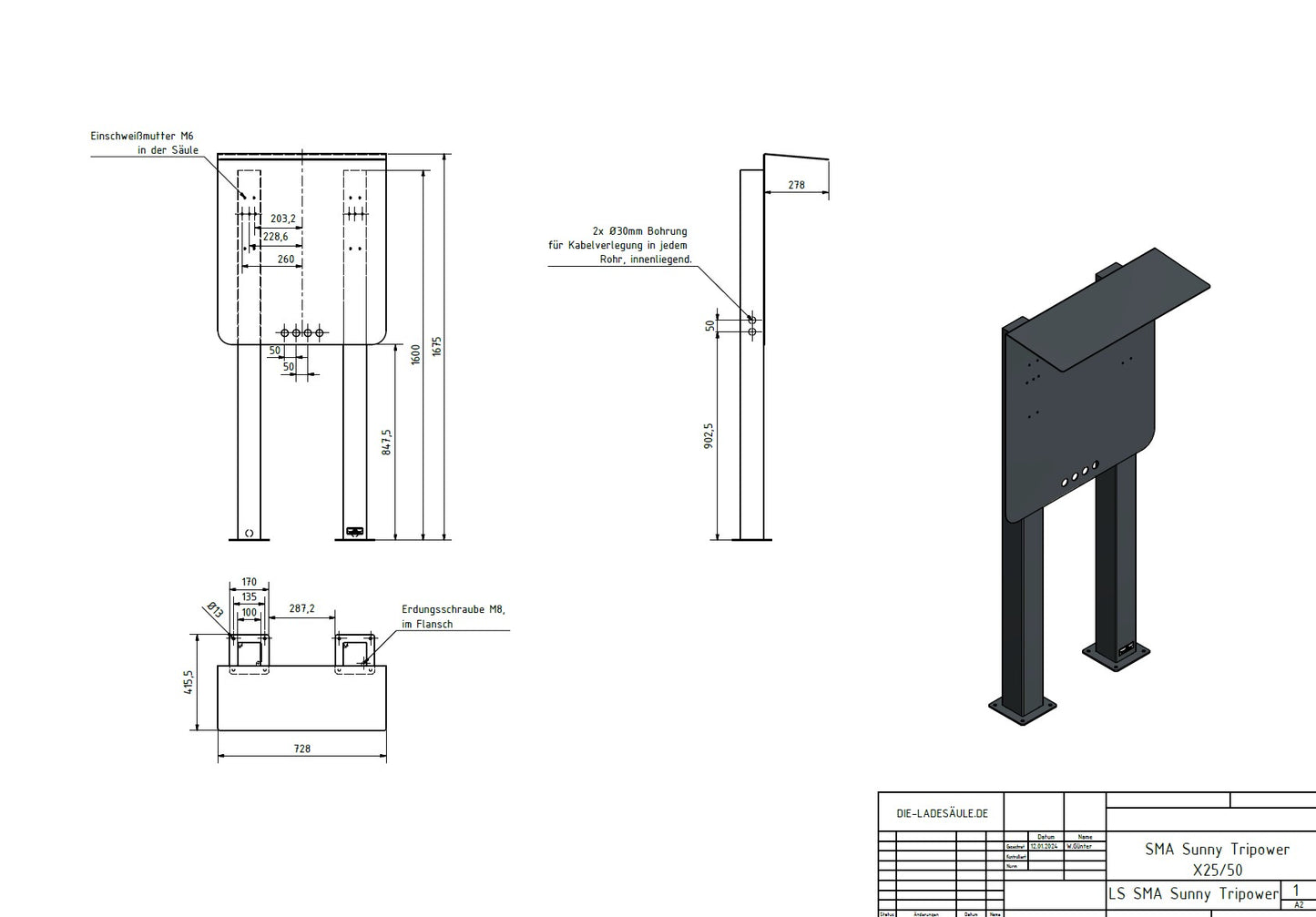 Stand - Stand - suitable for SMA Sunny Tripower X25/50 inverter