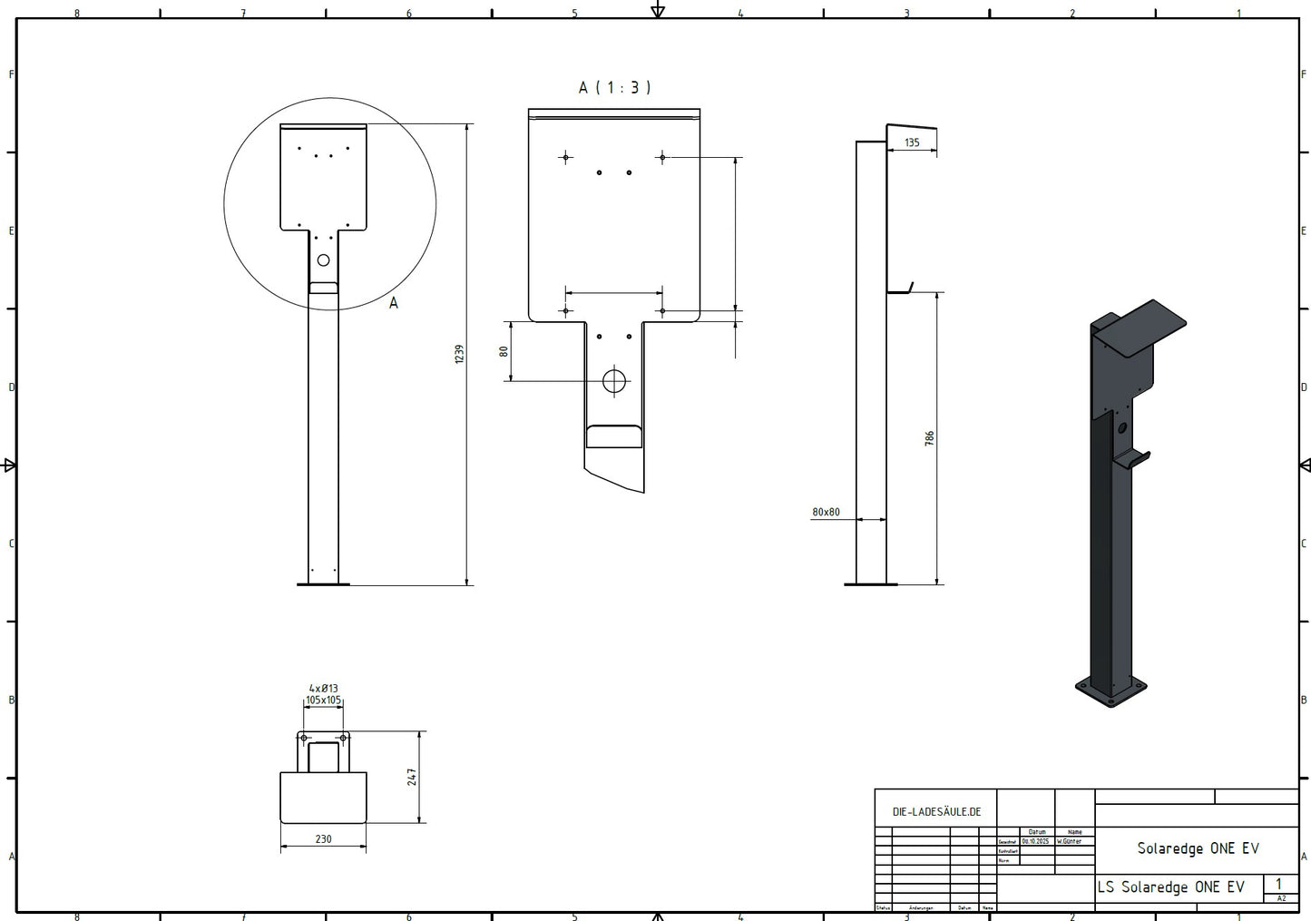 Charging station suitable for SolarEdge Home Wallbox with roof | Stand | Stand | stele