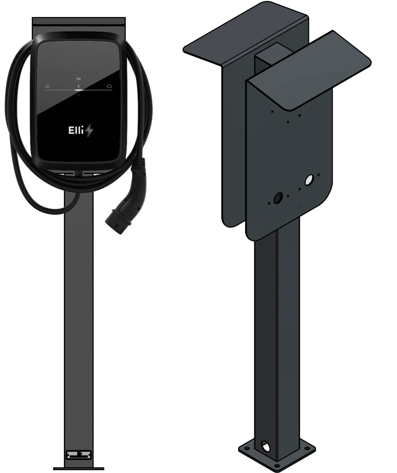 Double charging station DUO suitable for ELLI (VW) Audi, Skoda Wallbox with roof | Stand | Stand | stele
