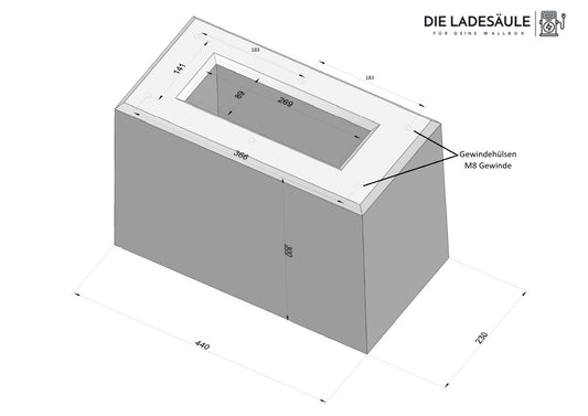 Prefabricated foundation specifically for KEBA stand KeContact P20 / P30 / P40 charging station (Keba 131813, 89735,90786,131771,131813)