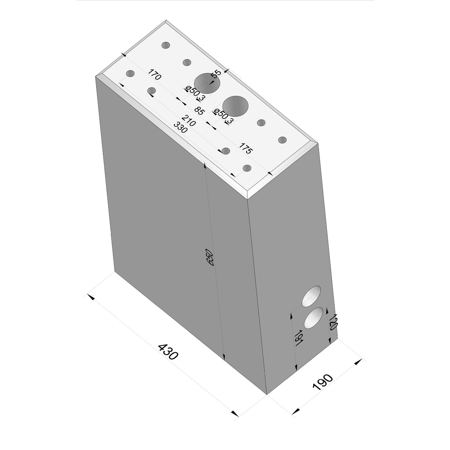 Ready-mixed concrete foundation for ABL POLEMH1, POLEMH2, POLMH3, POLEM4 and POLEM4 Twin -