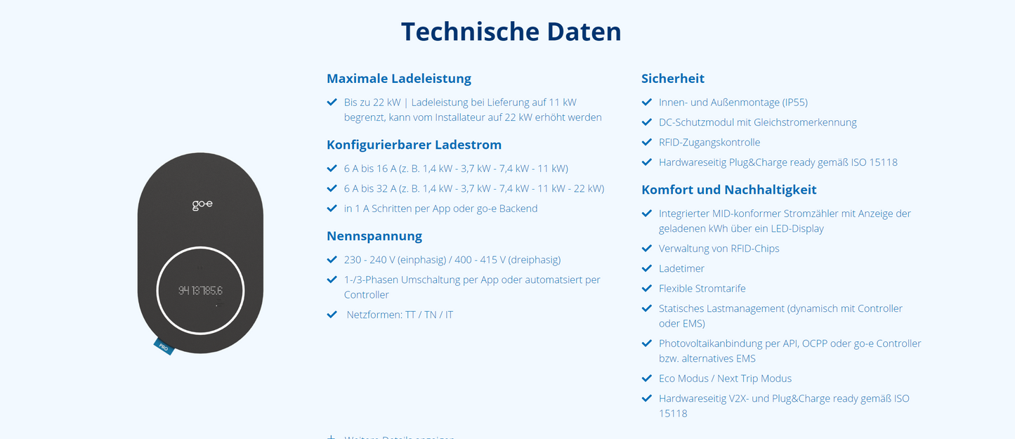 go-e Charger PRO Wallbox - 11KW to 22 KW - Incl. Sim card