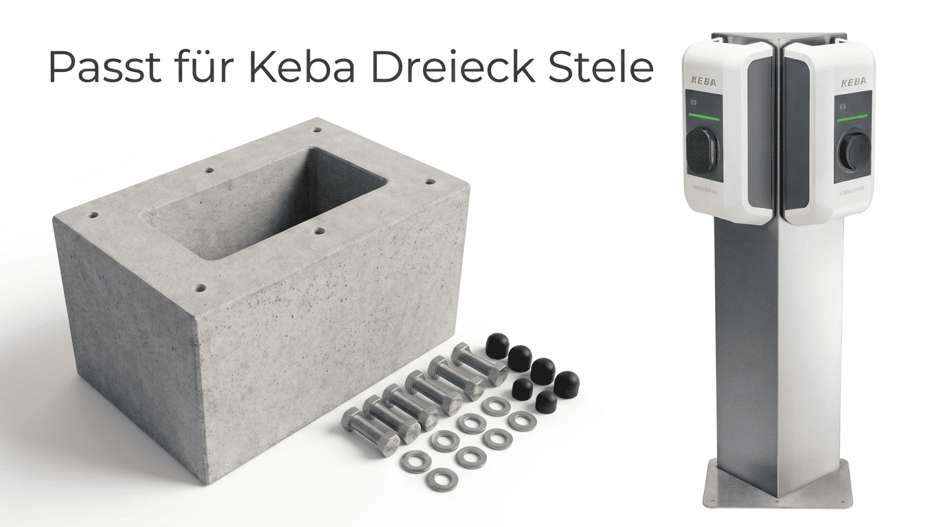 Ready-made foundation especially for KEBA base double triangle KeContact P20 / P30 V3 (article: 99839)