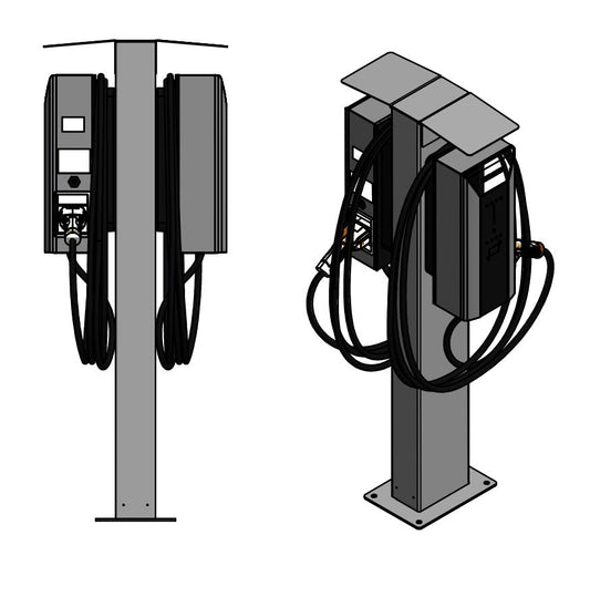 Double charging station suitable for 2x Siemens VersiCharge AC Wallbox (all versions) with roof - stand - base