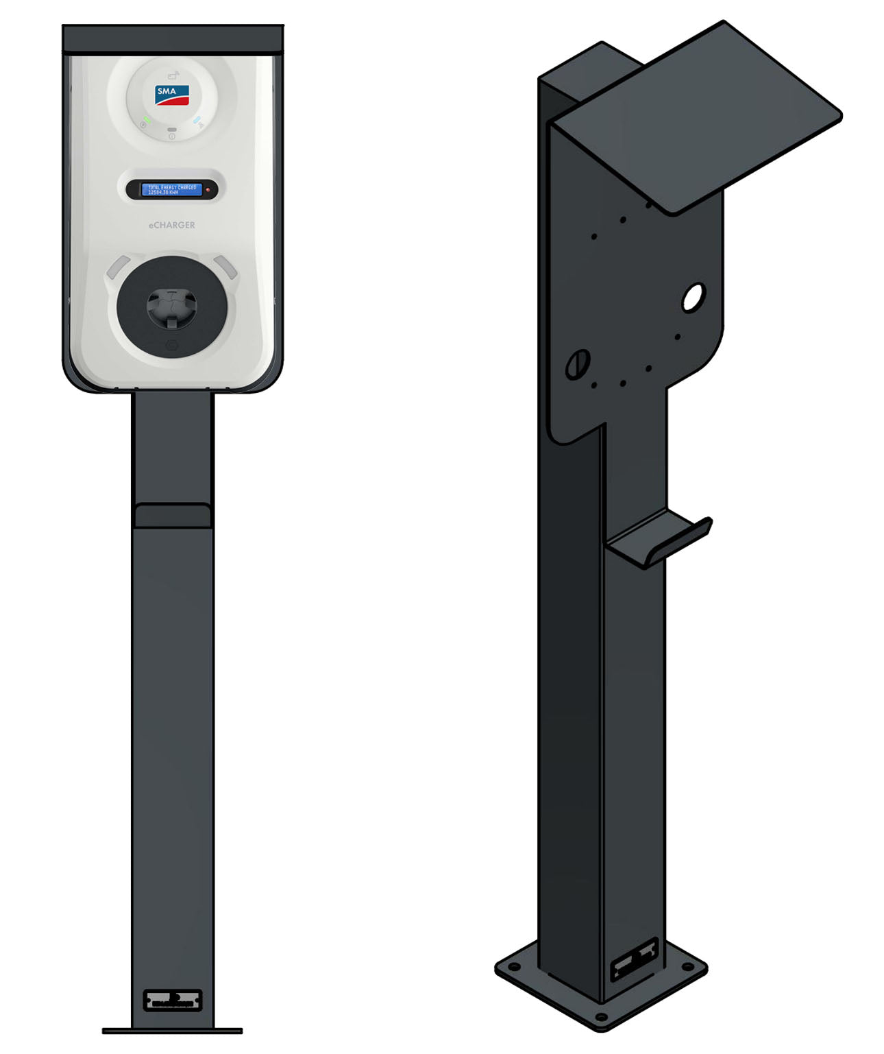 Charging column suitable for SMA EV Charger Wallbox with roof | Stand | Stand | Stele | base