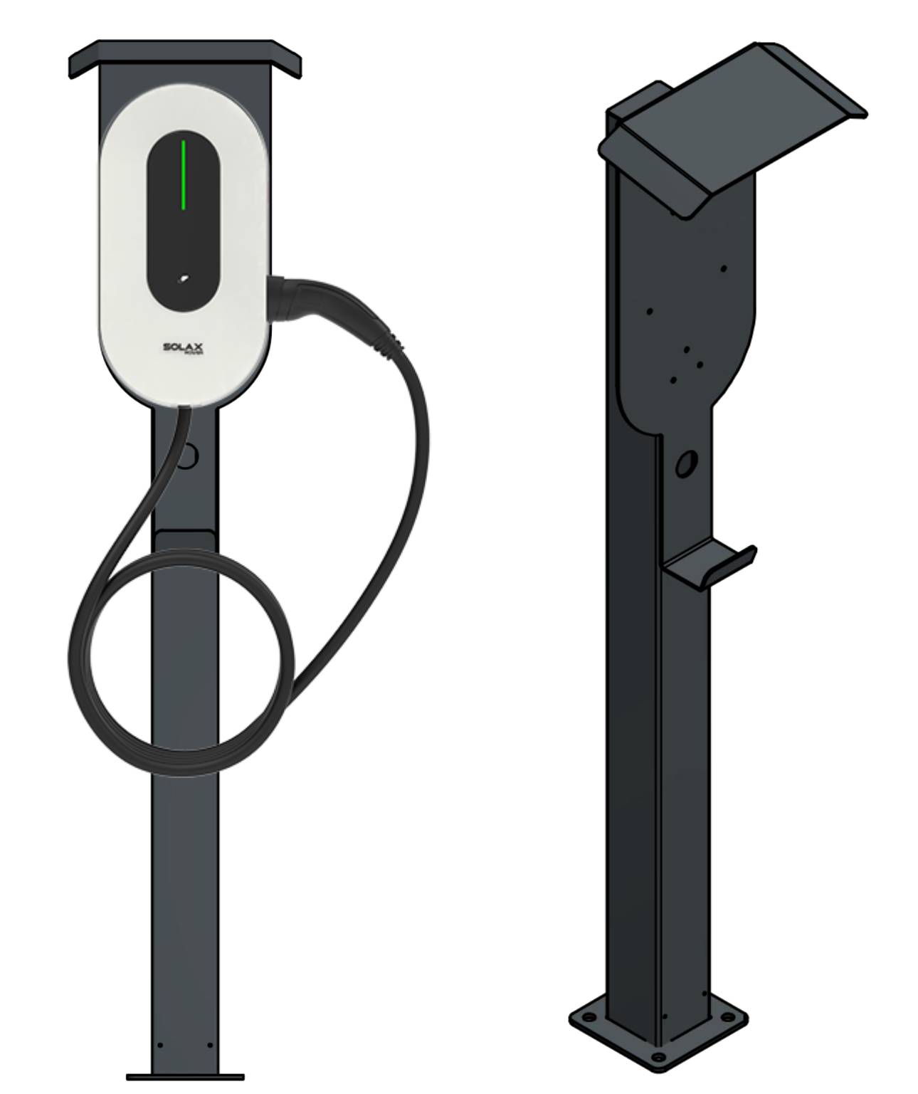 Charging station suitable for Solax X3-EVC-20K / Q.Home Q.Cells EDRIVE Wallbox with roof with cable hook | Stand | Pedestal | Stele | Base