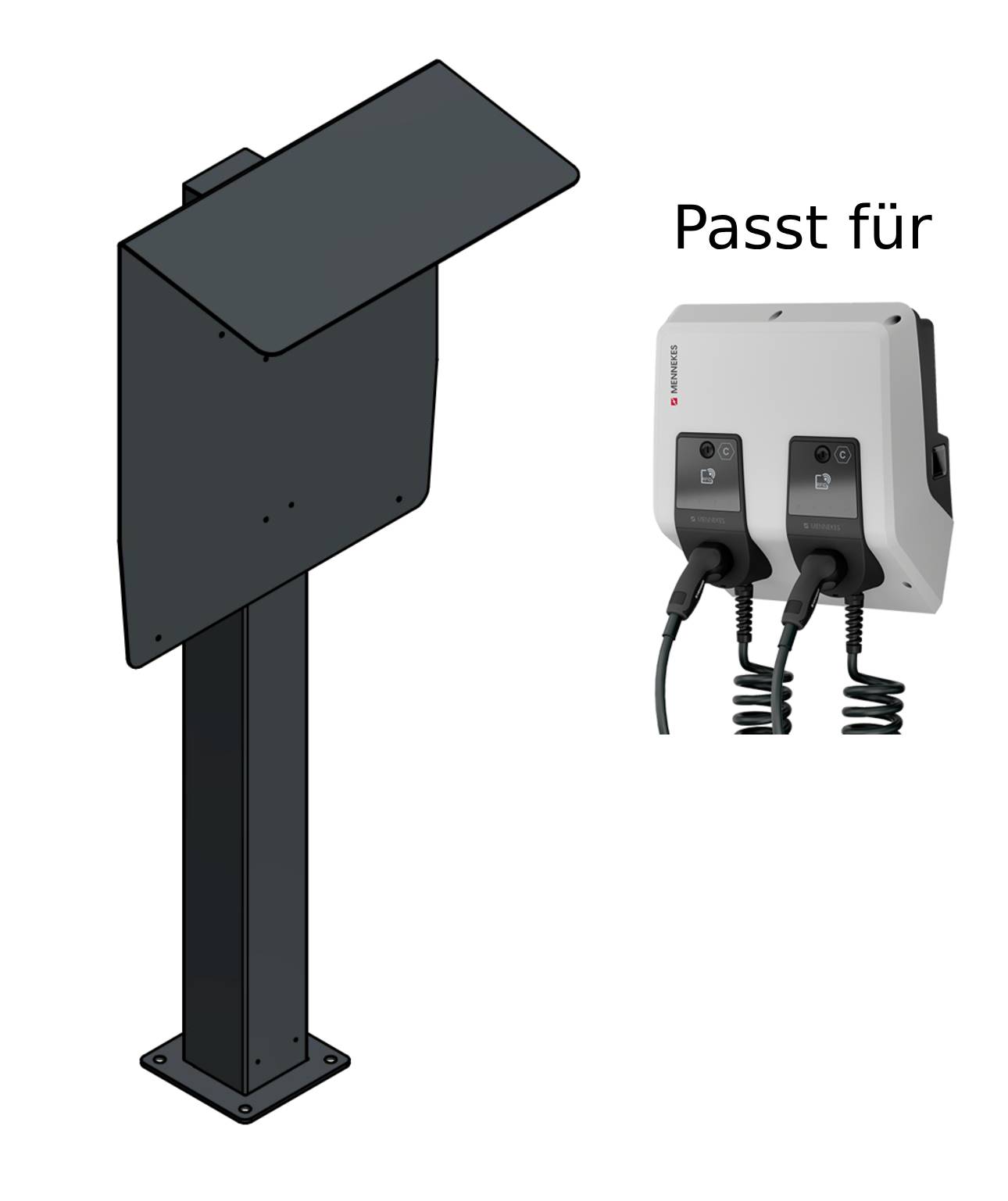 Charging station suitable for Mennekes Amtrom 4You &amp; 4Business Wallbox with roof | stand | pedestal | stele | base 
