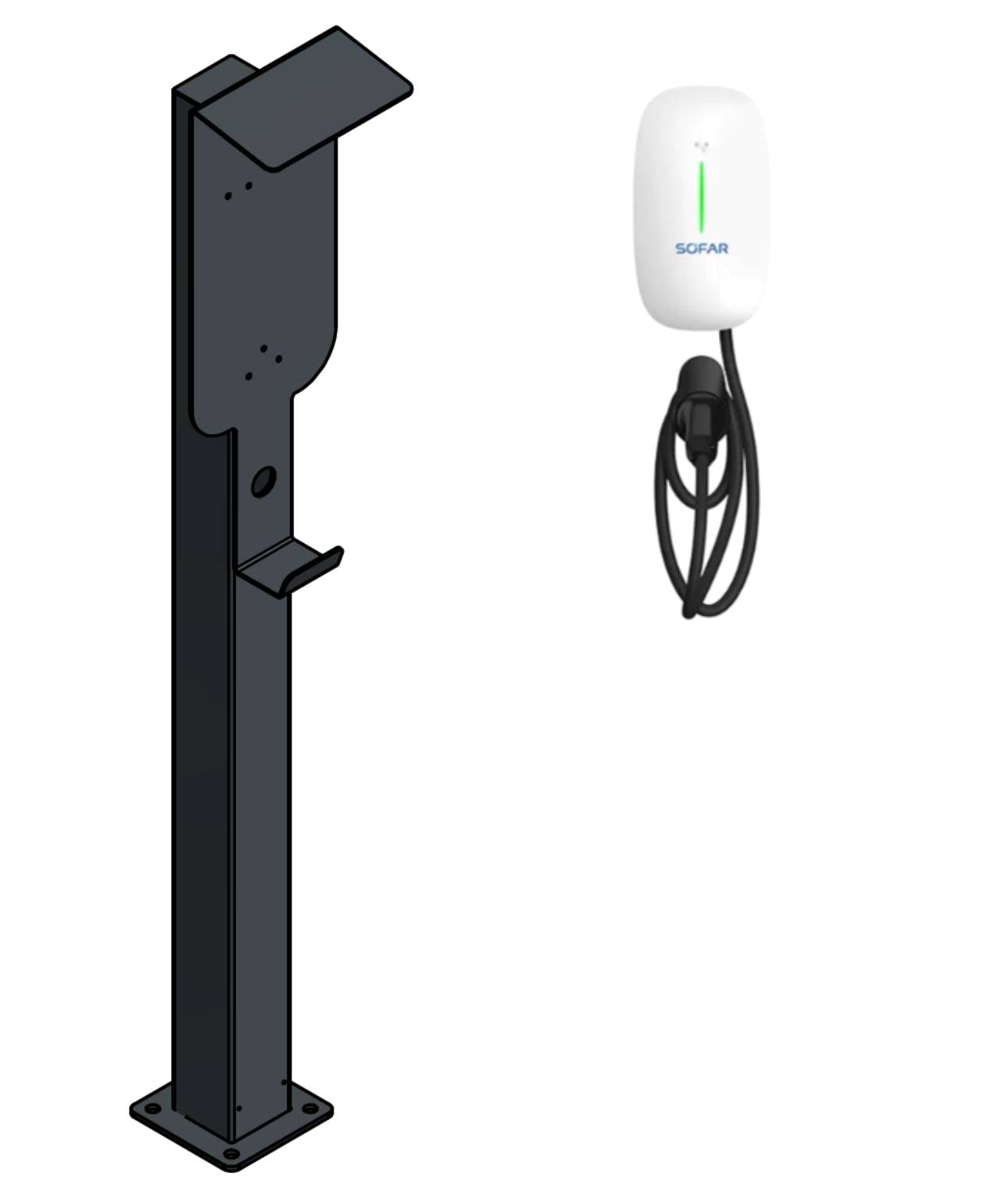 Charging station suitable for Innogy / Compleo / E.ON eBox with roof | Stand | Stand | Stele | base