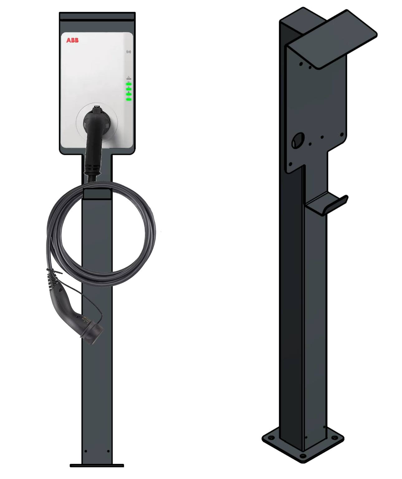Laddningsstolpe lämplig för Sonnen laddbox med tak | stativ | piedestal | bas