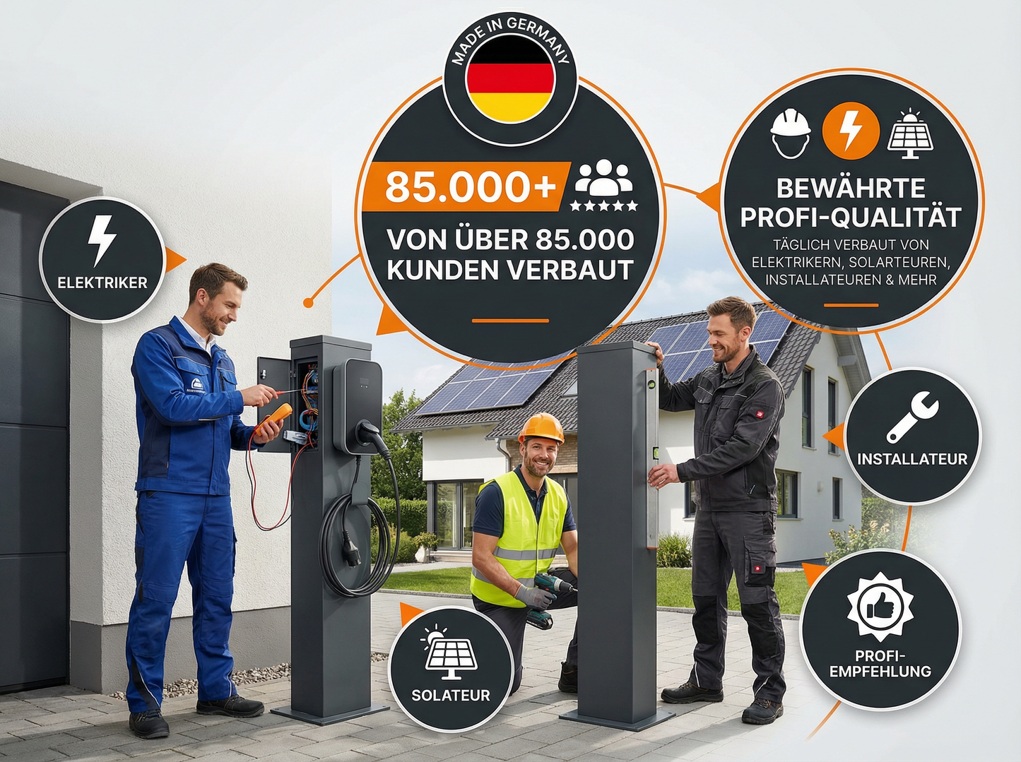 Charging station suitable for Innogy / Compleo / E.ON eBox with roof | Stand | Stand | Stele | base