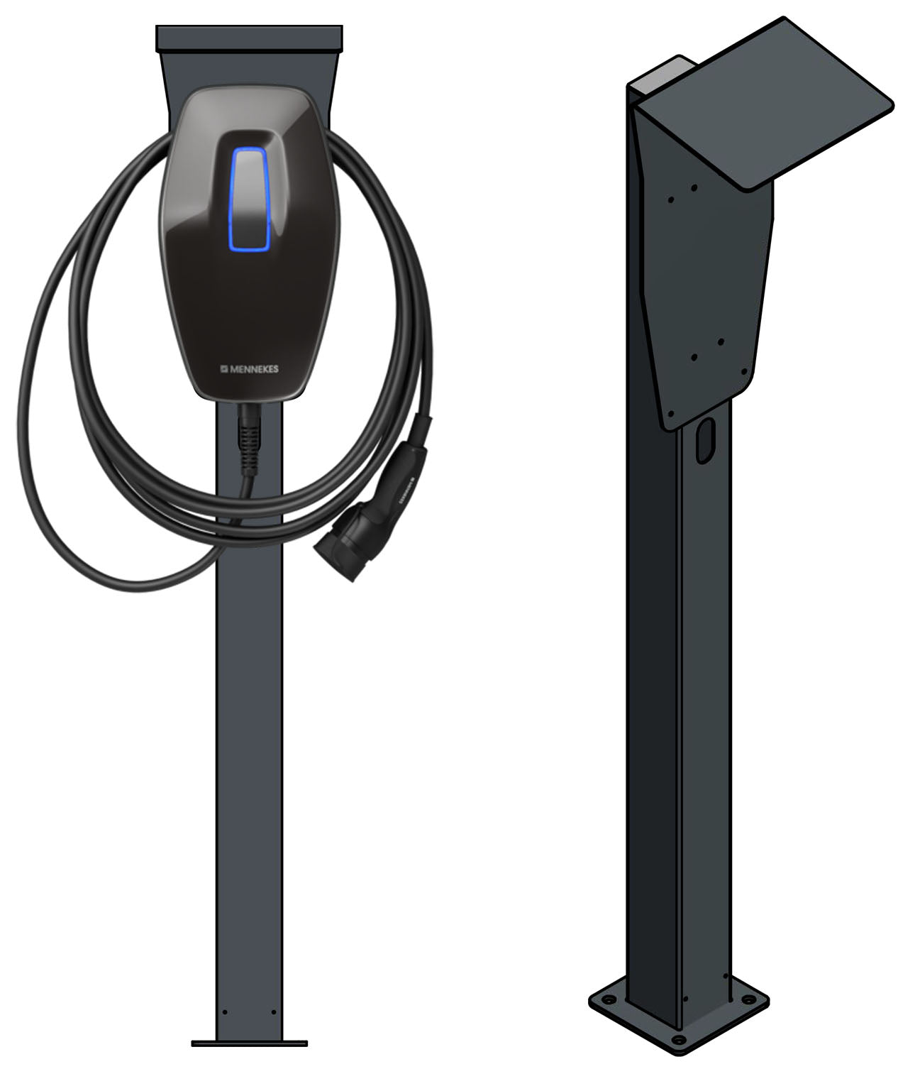 Charging station suitable for Mennekes Amtrom 4You &amp; 4Business Wallbox with roof | stand | pedestal | stele | base 