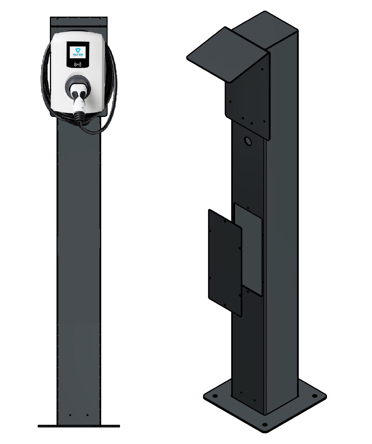 Terraced house AG charging station suitable for Alfen Eve Single or Double Pro Wallbox with roof