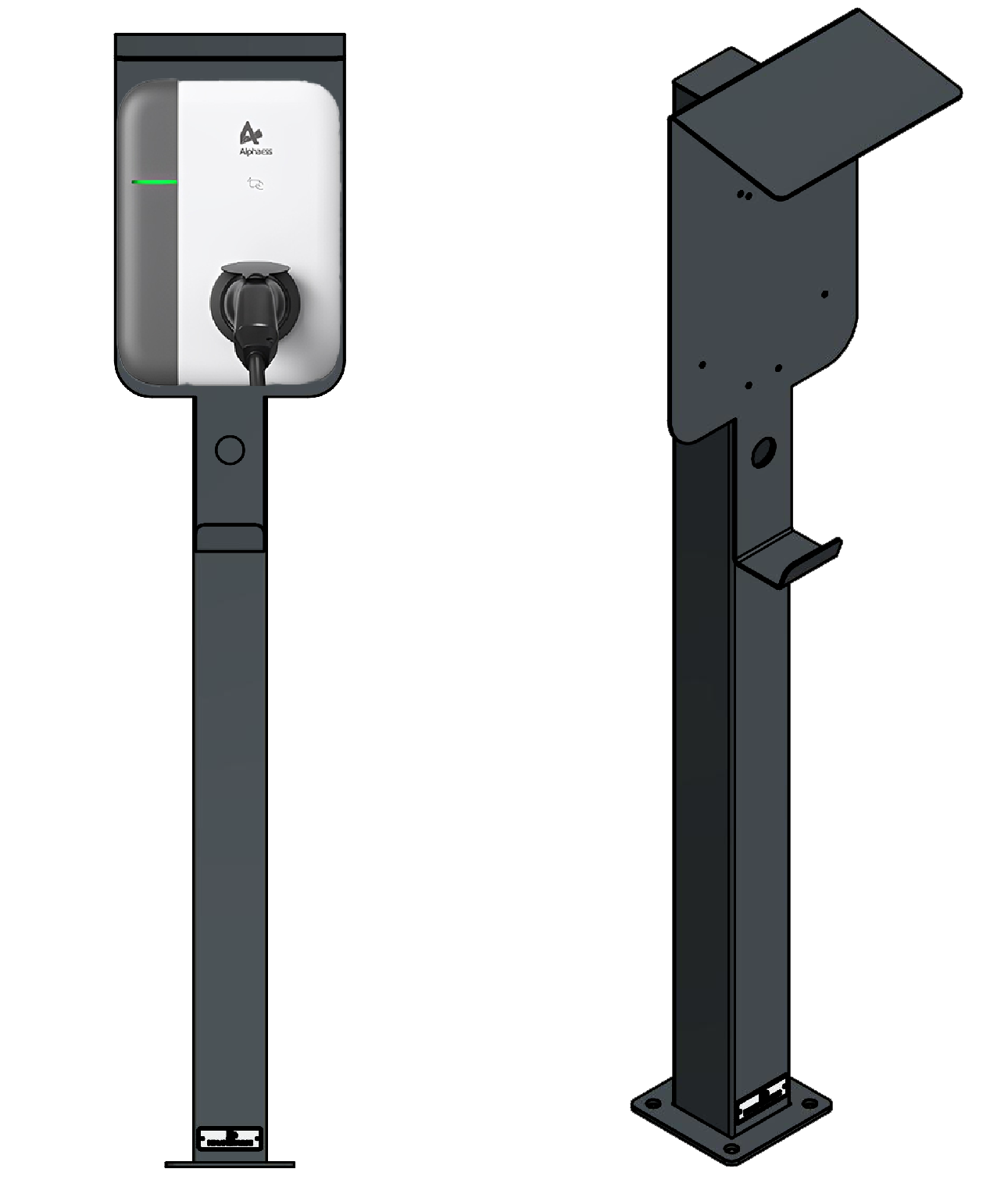 Charging station suitable for Alpha ESS Smile G3 EVCT11 Wallbox with roof and cable hook | Stand | Pedestal | Stele | Base