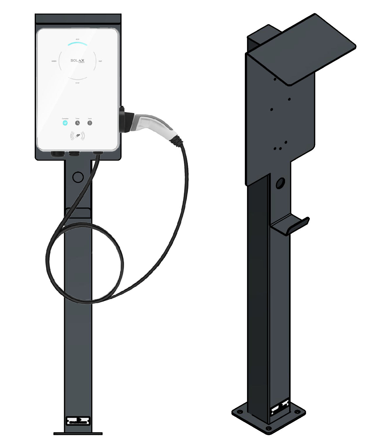 Charging station suitable for Solax X3-EVC-20K / Q.Home Q.Cells EDRIVE Wallbox with roof with cable hook | Stand | Pedestal | Stele | Base