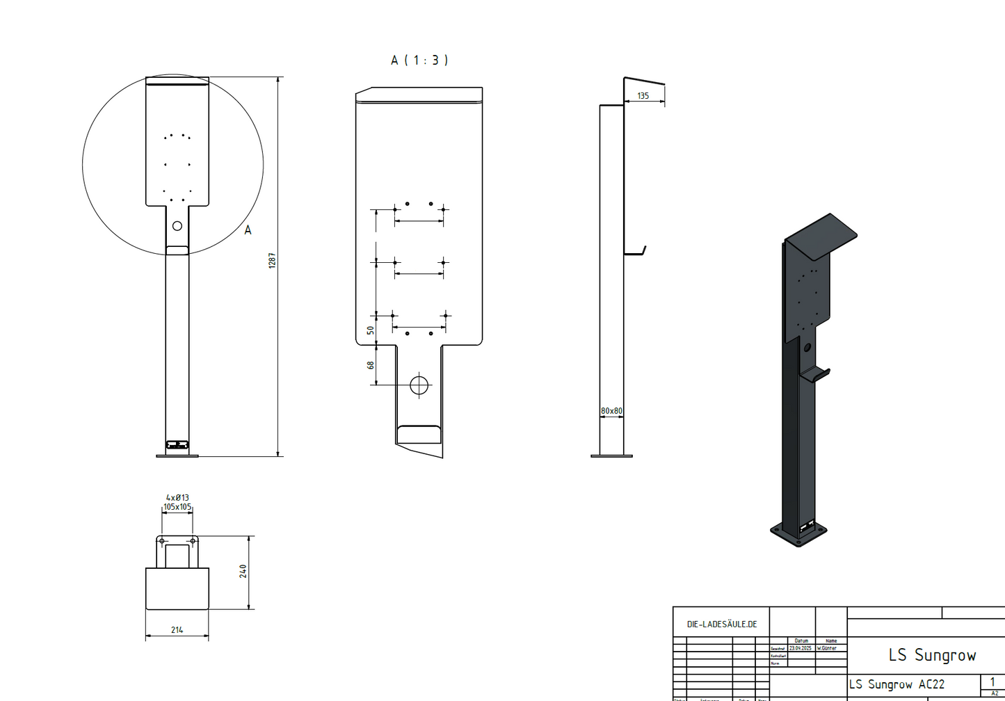 Charging station for Mercedes Benz ECE Wallbox with roof | stand | Stand | stele | base