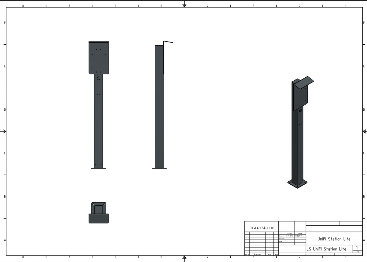 Charging station suitable for Alpha ESS Smile G3 EVCT11 Wallbox with roof and cable hook | Stand | Pedestal | Stele | Base