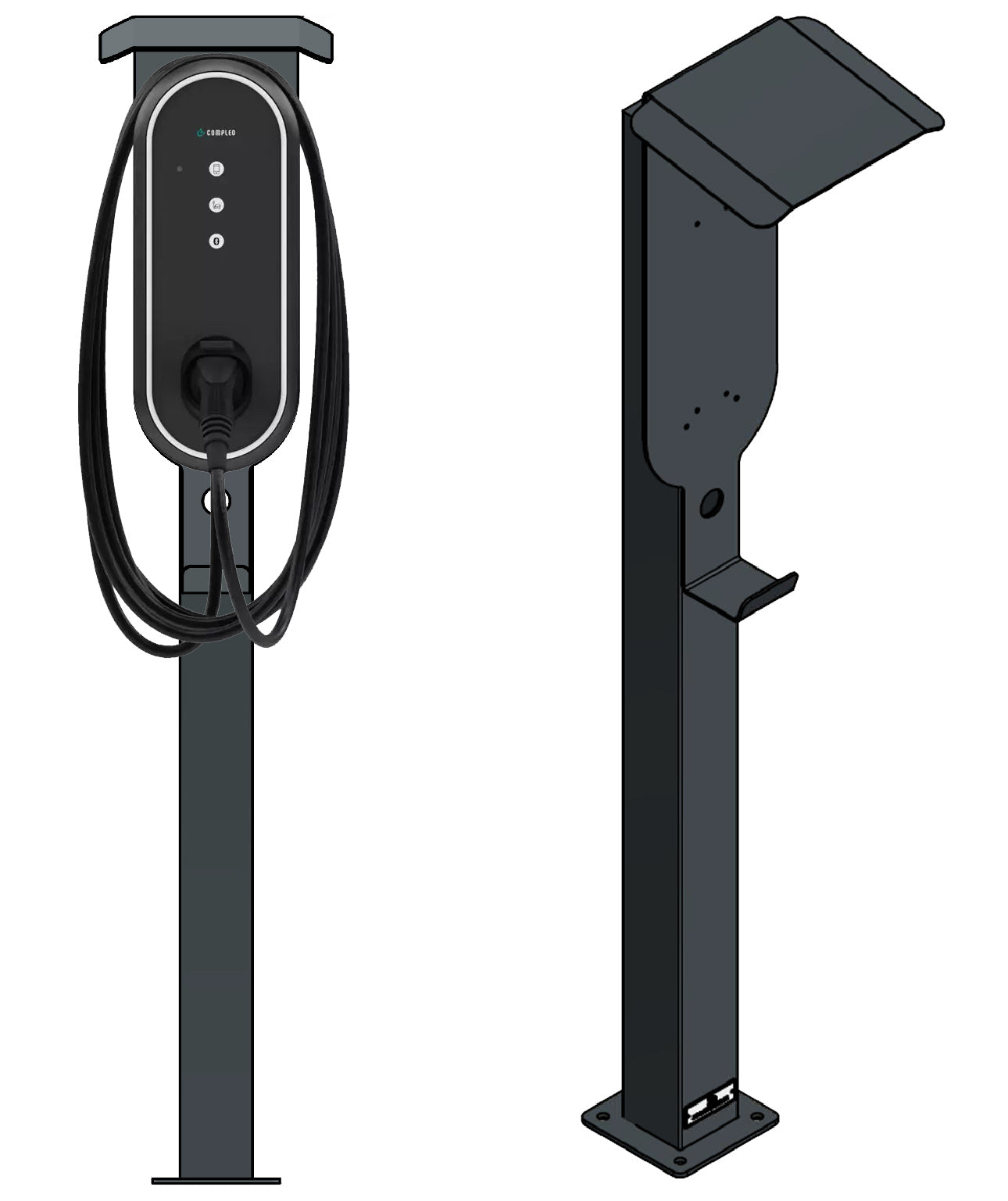 Laddningsstolpe lämplig för Innogy / Compleo / E.ON eBox med tak | Stativ | Piedestal | Bas