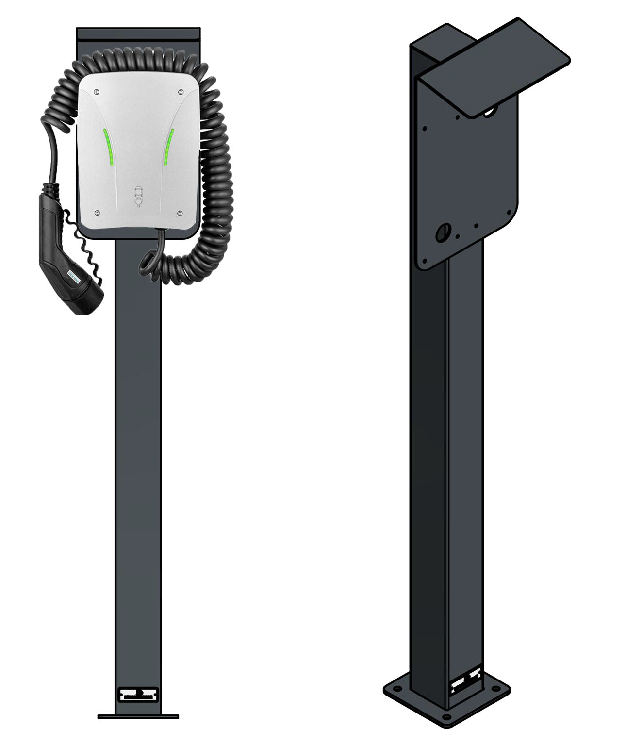 Charging station suitable for eCHARGE cPu2 / cPµ2 Pro from Hardy Barth with roof | Stand | Stand | stele