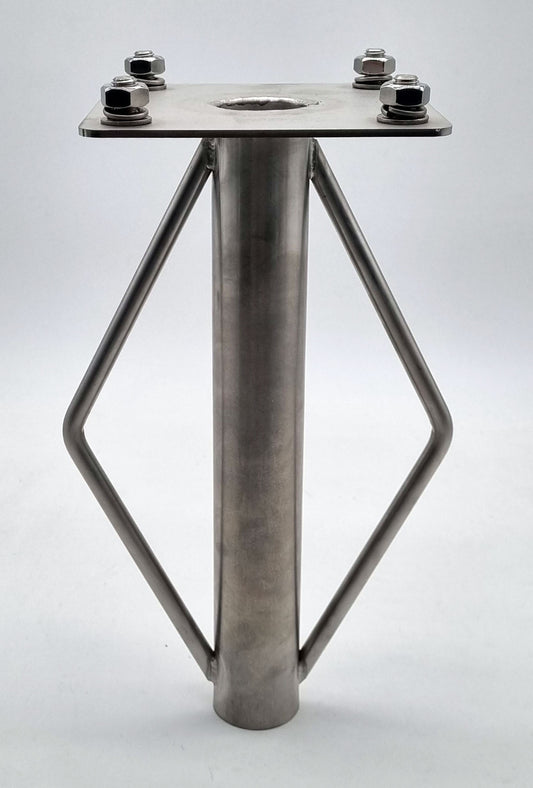 Markmonteringssockel lämplig för DIE-Ladesäule.de för nedgjutning i betong (mått: 300x140x140mm - rörets diameter 40mm)