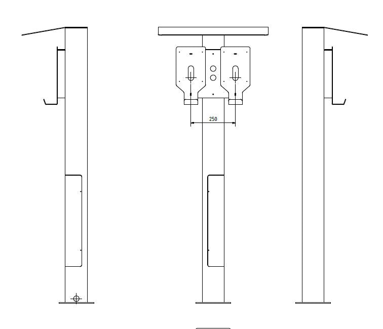 Dubbel laddningsstolpe "BESIDE" speciellt för Easee Wallbox - piedestal - stativ