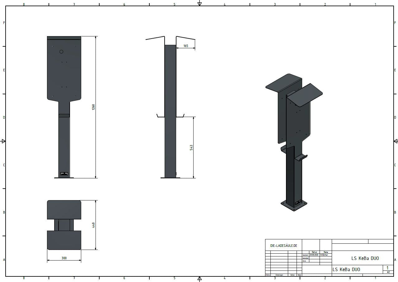 KEBA P20 charging station, P30 wall box with roof | stand | Stand | stele