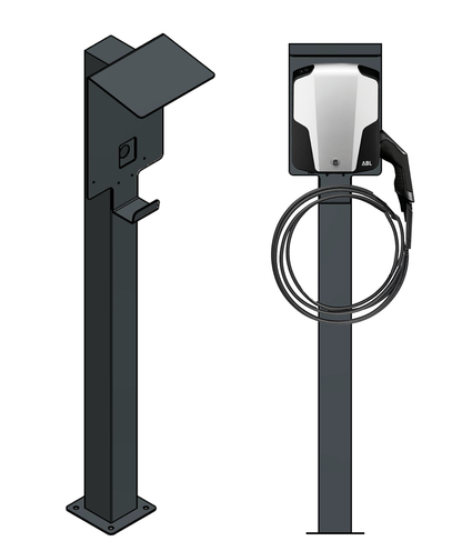 Laddningsstolpe lämplig för ABL EMH1 Wallbox med tak | Stand | Pedestal | även lämplig för Senec Wallbox Pro