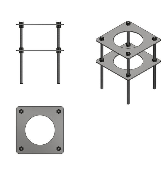Floor mounting base "G4" suitable for the DIE-Lade column.de to be set in concrete