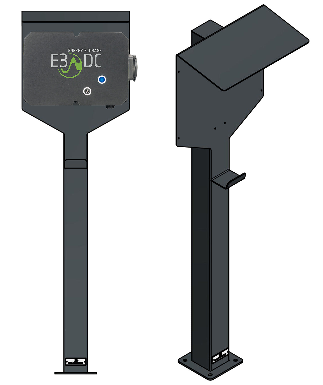 Laddningsstolpe lämplig för E3/DC easy connect 11kw laddbox med tak | stativ | piedestal | bas